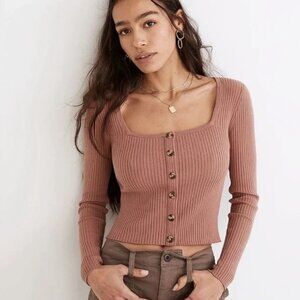 Madewell Square Neck Knit Sweater Top